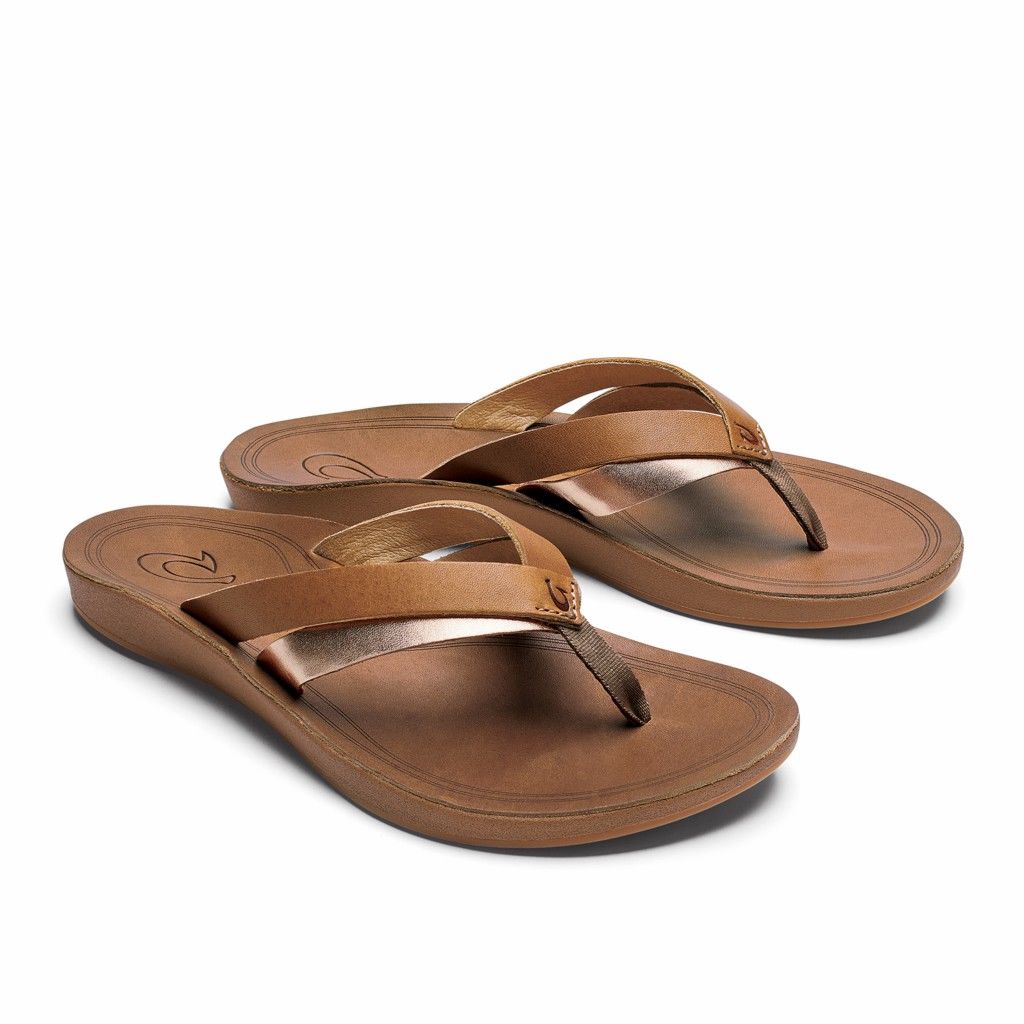 Olukai Women's Kaekae Flip Flop - Sahara / Bubbly US257-804